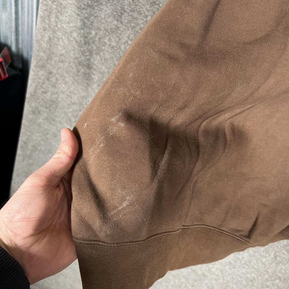 Fear Of God Essentials Hoodie Mens‎ Large Brown Fleece Kangaroo Pocket Pullover - Picture 12 of 15